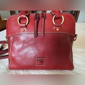 Dooney & Bourke Cherry Red Leather Satchel with Brass Rings